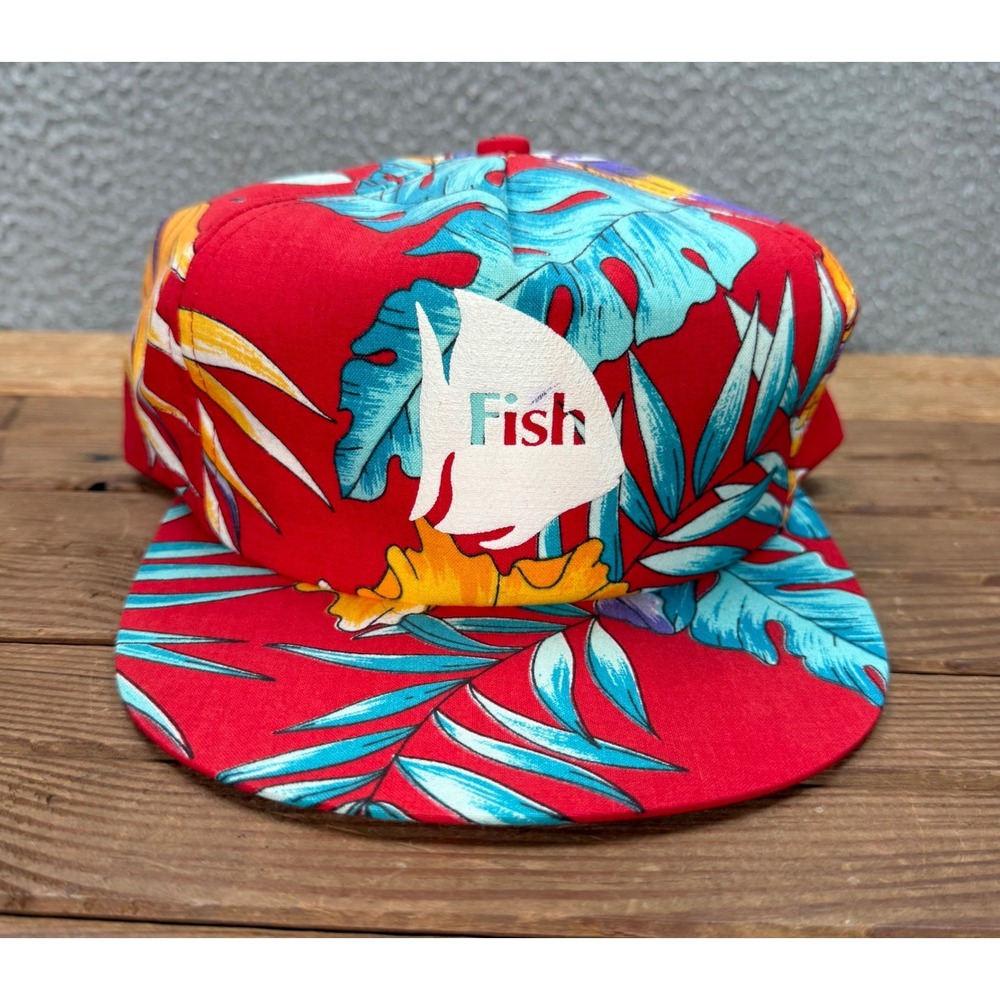 Vintage K Products Hat Adult Red Floral Snapback Cap Surfer Skater Grunge 90s